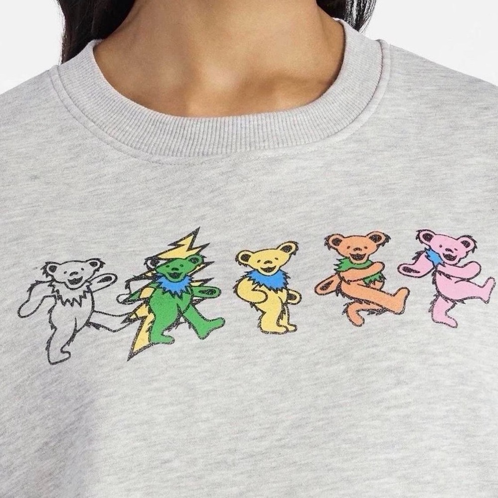 Grateful Dead Gray Graphic Women Sweater Dancing Bears - Picture 2 of 3